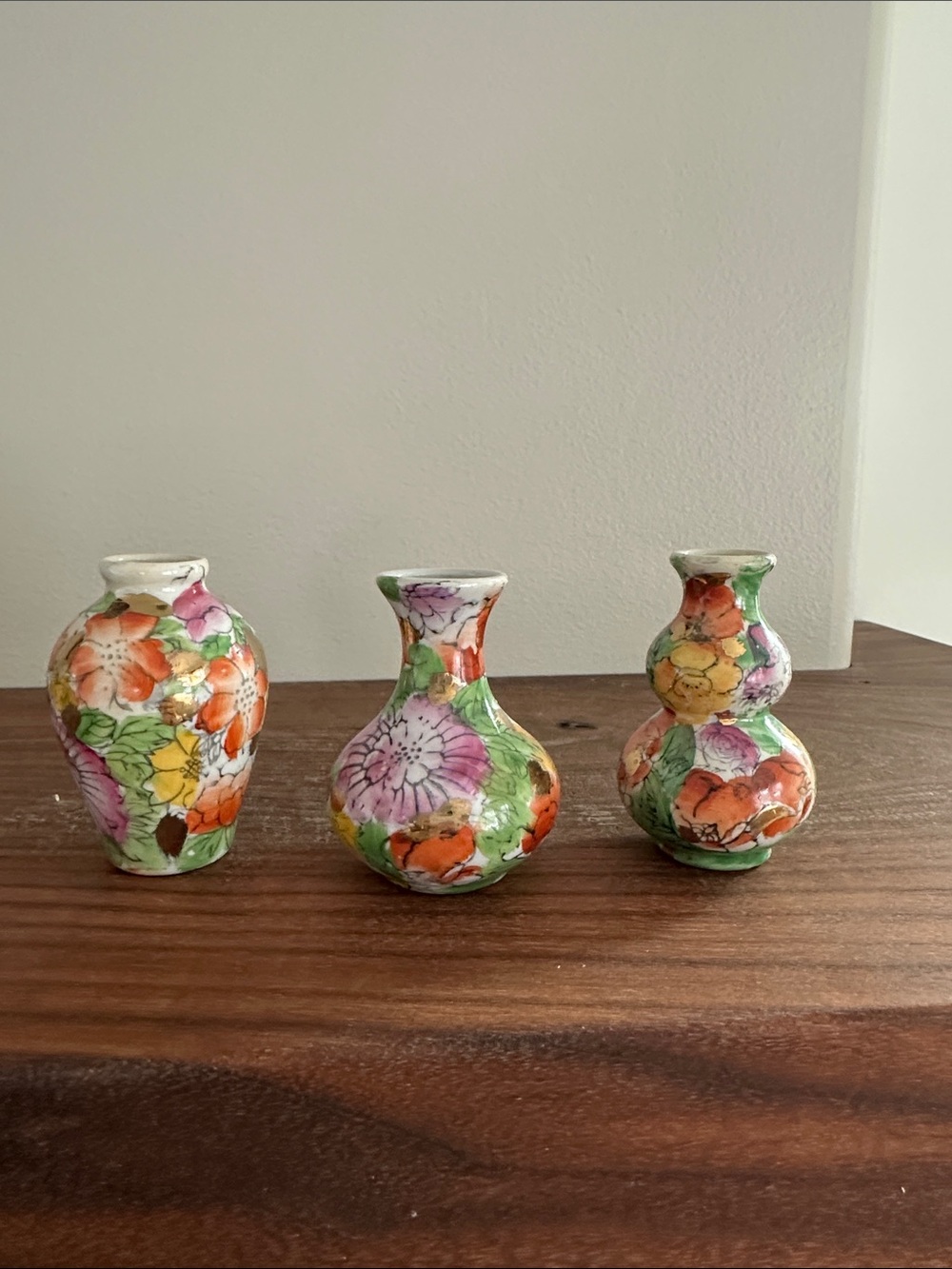 Vintage Chinese Millefleur Minature Vases - Set of 3